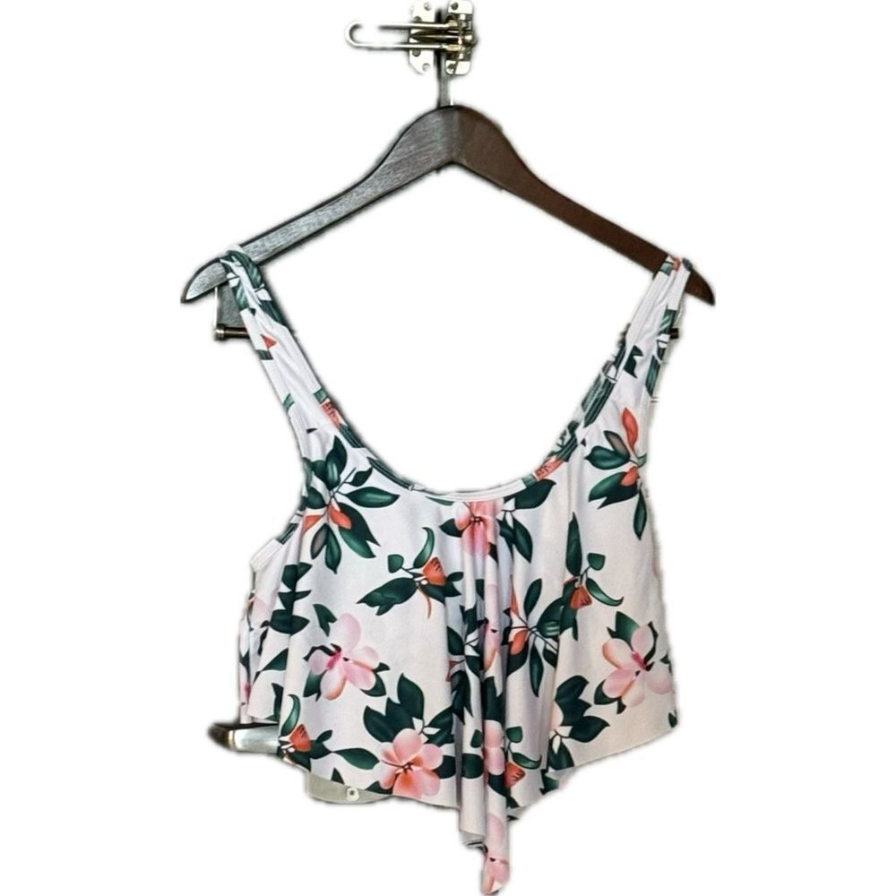 Blue and Pink Crop Tie Front‎ Tank Top